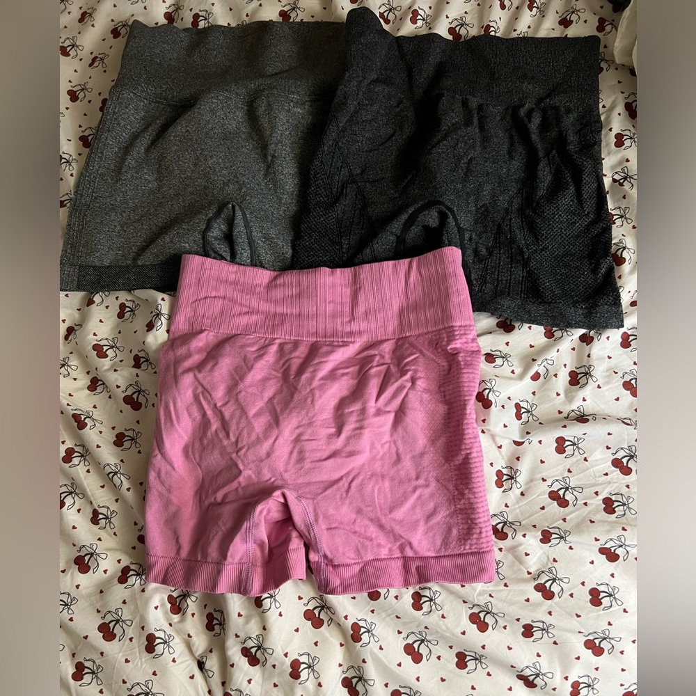 Pink and Gray Athletic Shorts Set